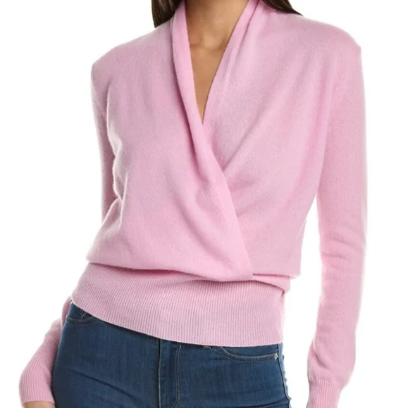 Sofia Cashmere Sweaters Sofia Cashmere Faux Wrap Sweater